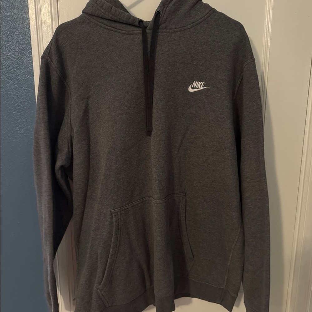 Nike Charcoal Gray Pullover Hoodie with White Logo